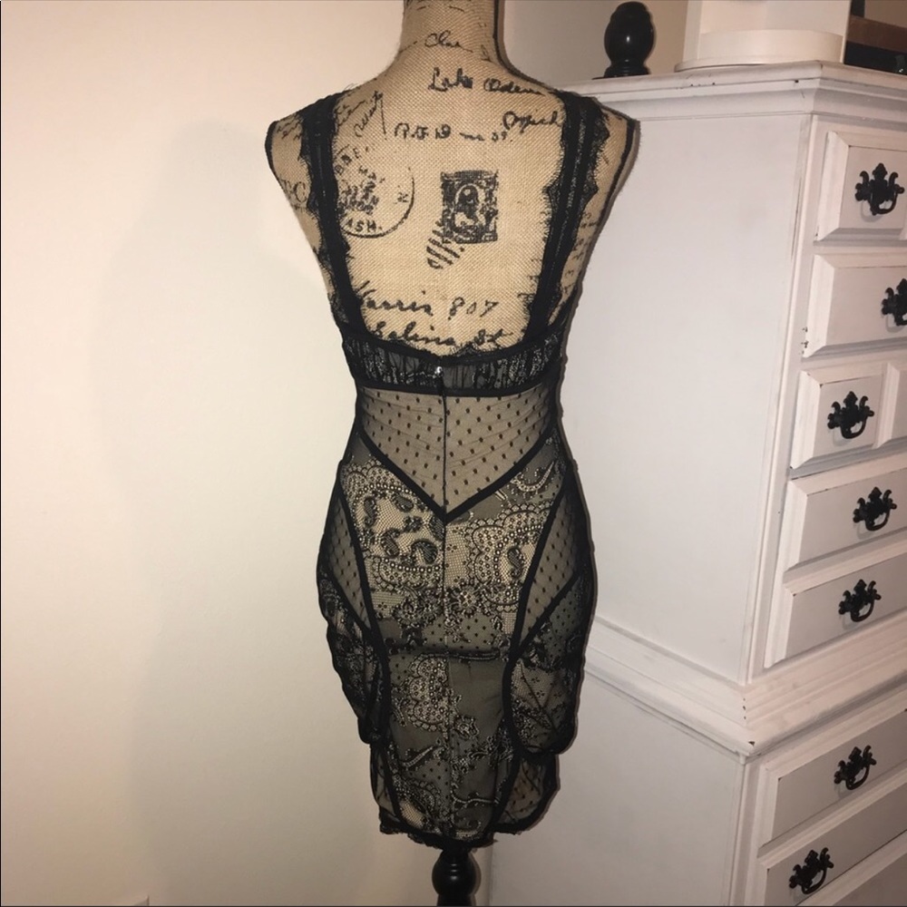 Bebe  Black Lace And nude dress - Picture 10 of 14